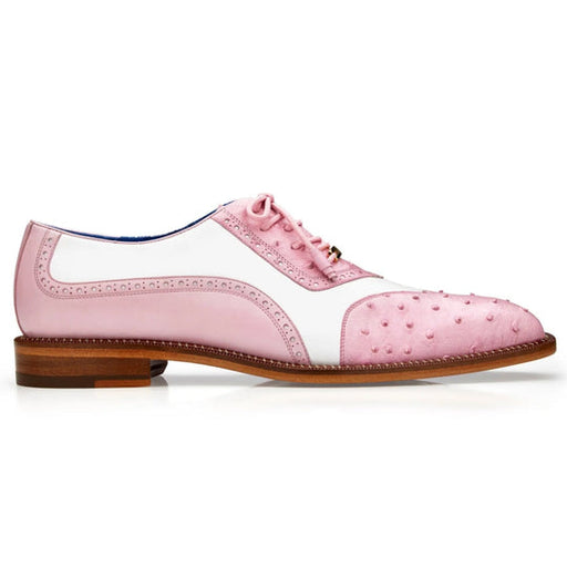 Belvedere Sesto Pink & White Italian Calf and Ostrich Wingtip Dress Shoe