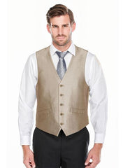 Men's 5 Button Shark-skin Classic Fit Tan Vest