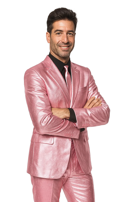 Shiny Metallic Party Pink Suit