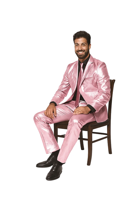 Shiny Metallic Party Pink Suit