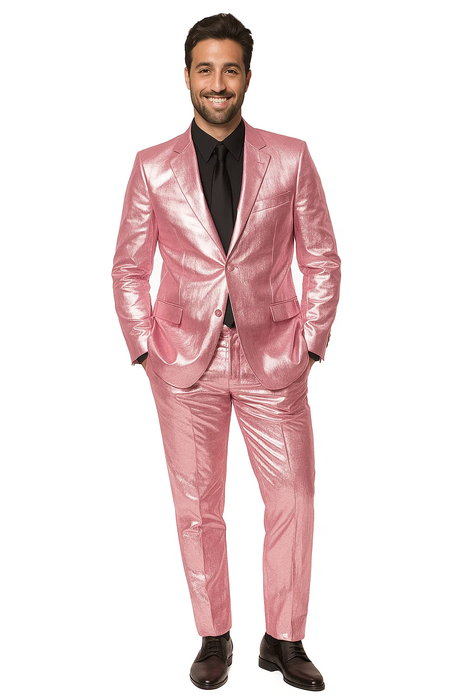 Shiny Metallic Party Pink Suit
