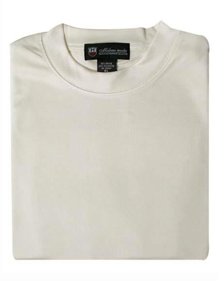 Men's Cream 80% Rayon 20% Polyester Short Sleeves Knitted Sweater