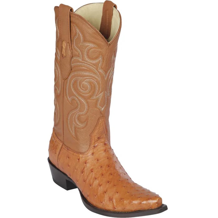 Los Altos Boots - Mens Dress Cowboy Boot - Low Priced Cowboy Ostrich Boots Honey Snip Toe- in Honey
