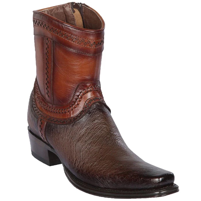 Los Altos Boots - Mens Dress Cowboy Boot - Low Priced Brown Smooth Ostrich Short Cowboy Boots- in Brown