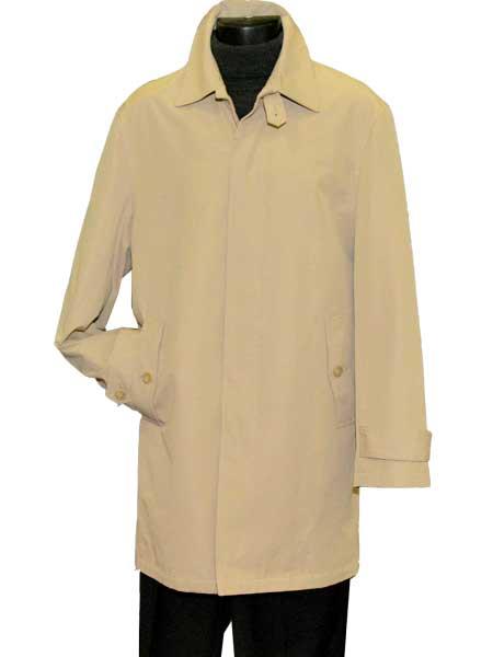 Men's Dress Coat Hidden Button Beige Long Men's Dress Topcoat - Winter coat