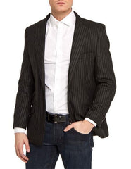 Men'S Black Stripe - Pinstripe Slim Fit Blazer