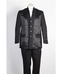 Men's 4 Button Suit Black