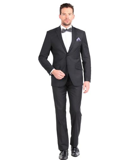 Giorgio Fiorelli Suit Men's Giorgio Fiorelli Black 2 Button Fully Lined Slim Fit Suit