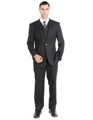 Giorgio Fiorelli Men's 2 Button 3 Piece Modern Fit Suits Black Suit