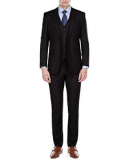 Men's 2 Button Black Slim Fit 3 Piece Suits