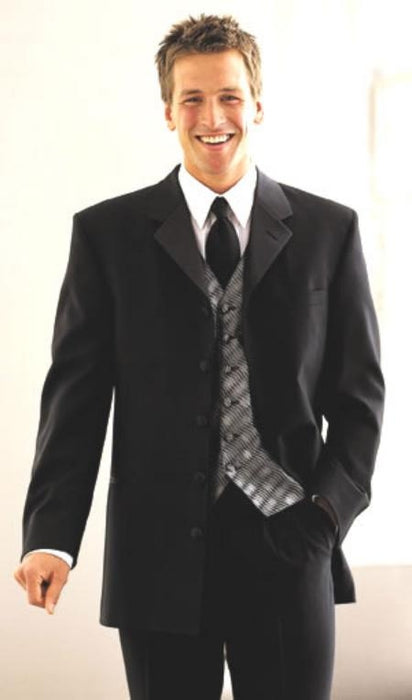 5 Buttons Long Fashion Tuxedo For Men Suit 5 button , Satin , Singlebreasted