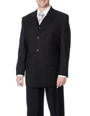 Brand: Caravelli Collezione Suit - Caravelli Suit - Caravelli italy Caravelli Men's Classic Fit Black 3-piece Vested Peak Lapel Suit