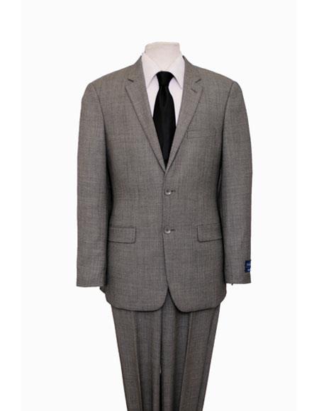 Designer Affordable Inexpensive Men's Birdseye Black&White Classic Suit Flat Front Pant