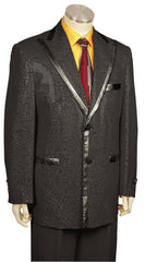 Men's Metallic Scale Button Fastener Black Zoot Suit