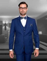 Men's Slim Fit Suit 3 Piece Sapphire Blue Statement Suits Clothing Confidence Wedding - Prom Event