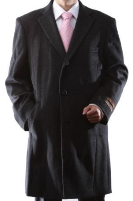 Men's Dress Coat Luxury Three-quarter Length Charcoal Long Men's Dress Topcoat - Winter coat ~ overcoat
