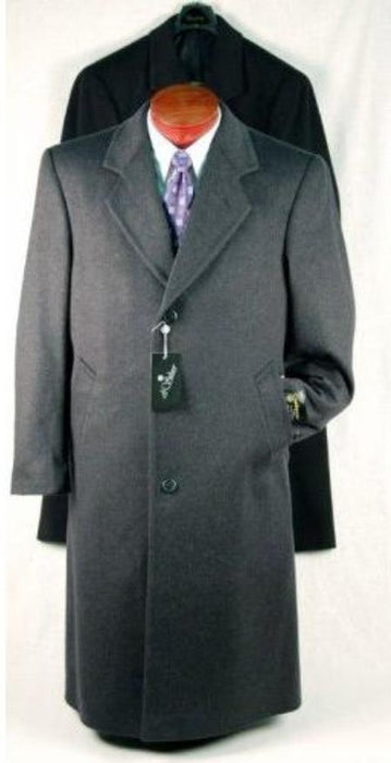 Darkest Charcoal Gray Men'S Dress Coat Long Men'S Dress Topcoat - Winter Coat ~ Men'S Overcoat Long 46 Inches In Length