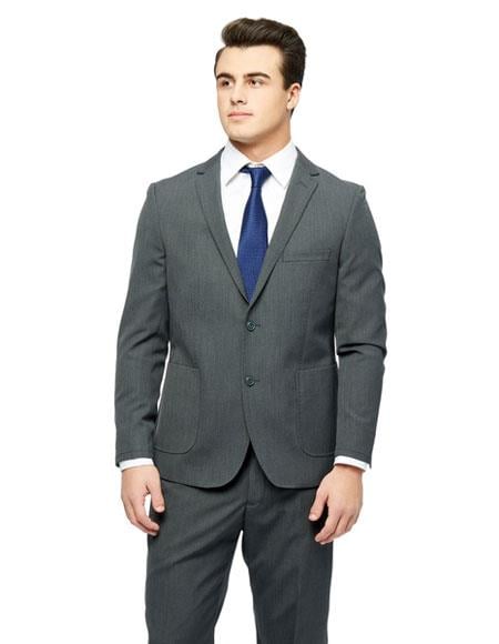 West End Men's Checked Pattern Young Look Grey Slim Fit Suit