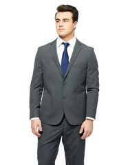 West End Men's Checked Pattern Young Look Grey Slim Fit Suit