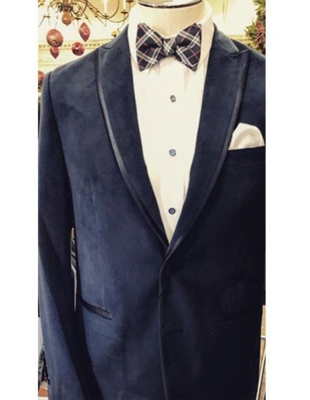 Fancy Tuxedo velour Blue Blazer Jacket ~ Velvet Trim Wedding ~ Prom For Men
