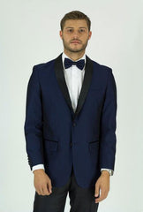 Men's Navy Shawl Lapel Side Vents Classic Fit Jacket