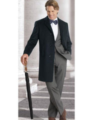 Men's Navy 3 Buttons Long Jacket Modern Fit Overcoat
