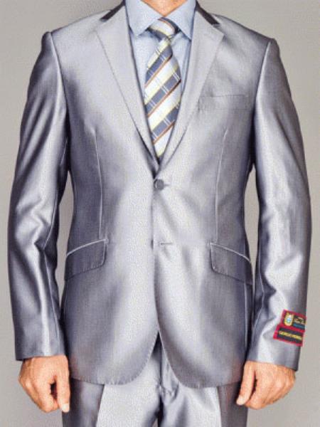 Giorgio Fiorelli Suit Men's Giorgio Fiorelli Fully Lined Double Vent Silver 2 Button Suit