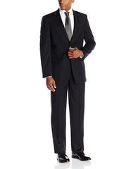 Giorgio Fiorelli Men's Portly Fit Two-Piece Solid Black Fully Lined Suit Executive Fit Suit - Mens Portly Suit