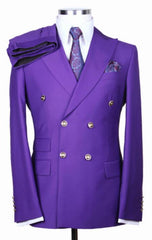 Slim Fitted Cut Mens Double Breasted Blazer - P