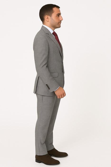 Slim Fit Suits Black/White Houndstooth Tweed Vested 3 Piece Suit 2 Button Side Vented Flat Front