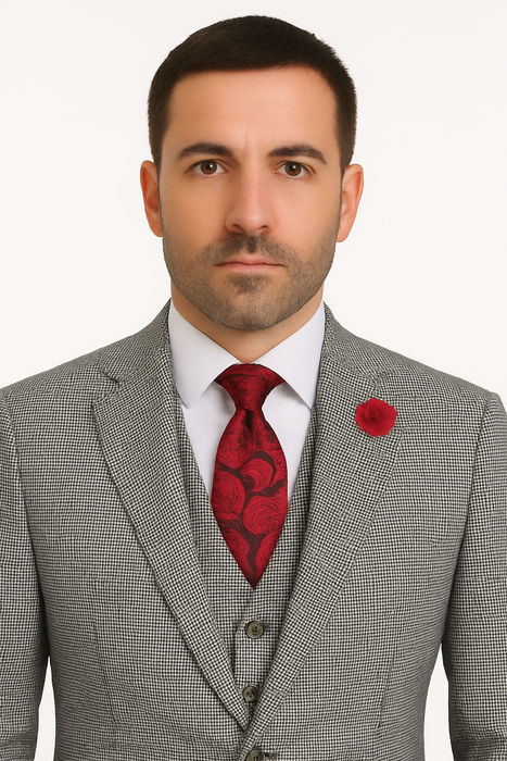 Slim Fit Suits Black/White Houndstooth Tweed Vested 3 Piece Suit 2 Button Side Vented Flat Front