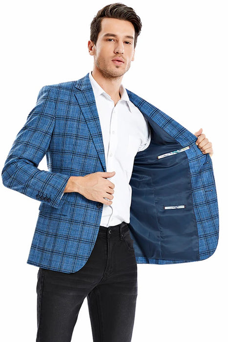 Saco vaquero - Western Sport Coat - Western Blazer - Men's Two Button Slim Fit Glen Plaid Sport Coat Blazer