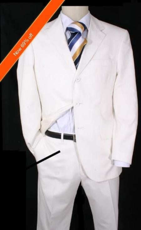 Men's Suit Snow White 3 buttons Suits For Men + Free Tie  - All White Suit