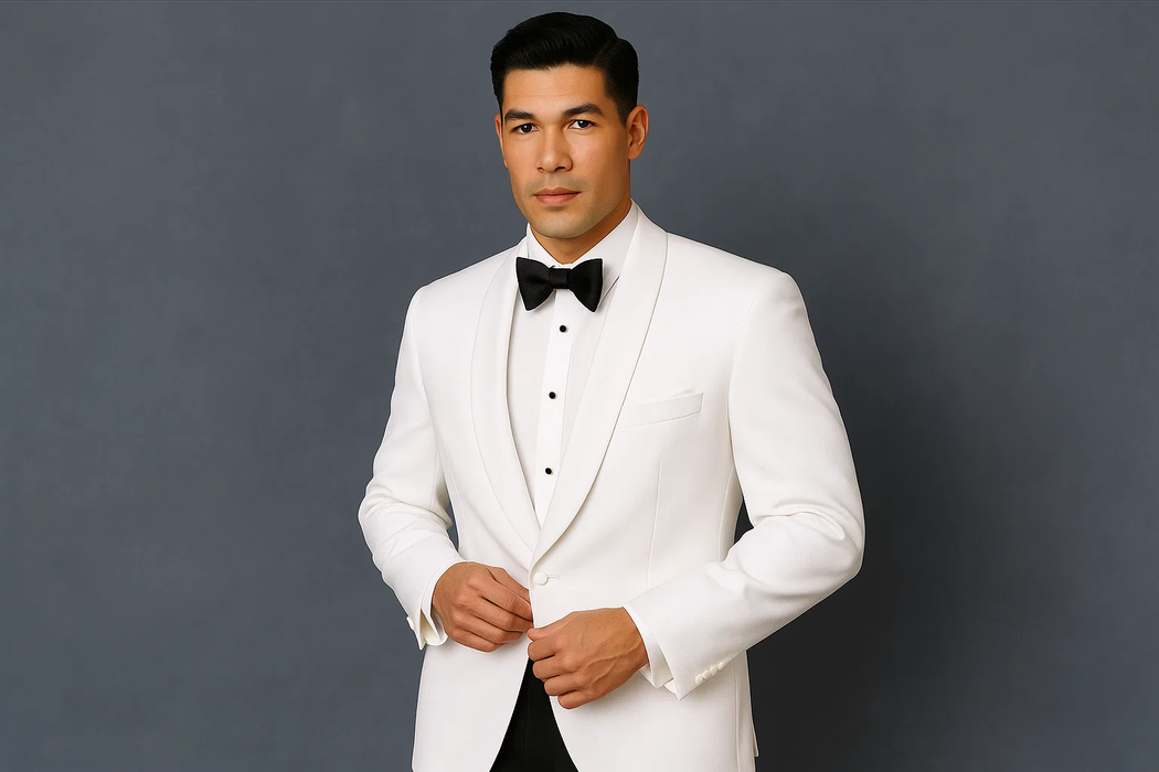 Snow White Dinner Jacket 100% Poly - Cheap Priced Blazer Jacket For Men Online1 Button Shawl Collar