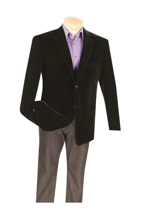 Black Big And Tall Blazers Clearance Cheap Priced Velvet Blazer / Sport Coat