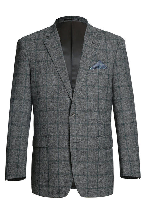 Saco vaquero - Western Sport Coat - Western Blazer - Mens Two Button Classic Fit Wool Sport Coat Blazer In Brown & Olive Gren Windowpane Plaid