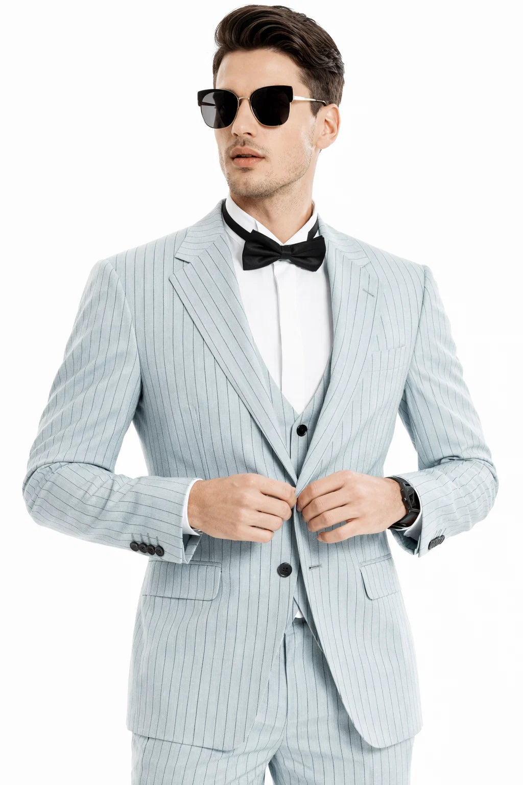 Summer Suits - Pinstripe Suit - Vested Suit
