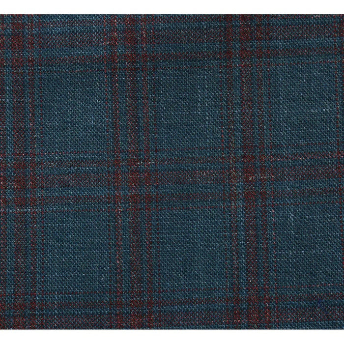 Saco vaquero - Western Sport Coat - Western Blazer- Mens Classic Fit Two Button Wool & Linen Sport Coat Blazer In Teal Blue Windowpane Plaid