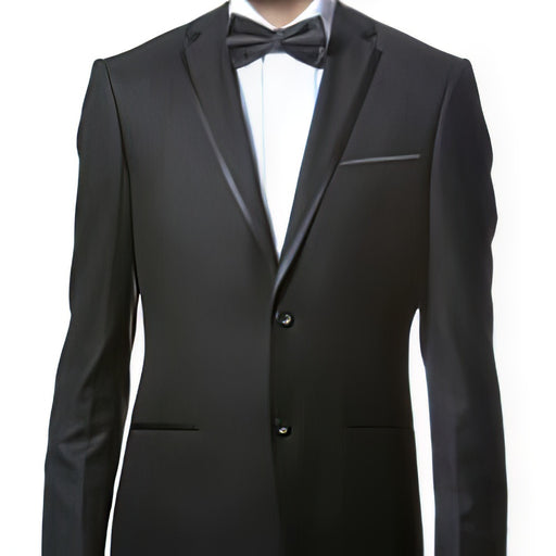Slim Fitted Skinny Tapered Men'S Trimmed Peak Lapel Black