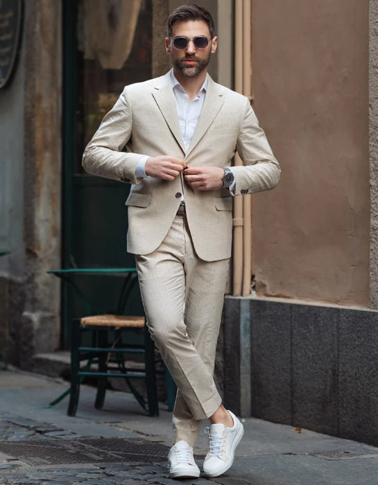 Tan Seersucker Suit
