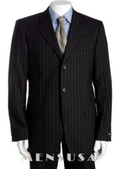 Black & Gray Multi Mini Pinstripe 3 Buttons Super 120'S Cheap Priced Business Suits Clearance Sale