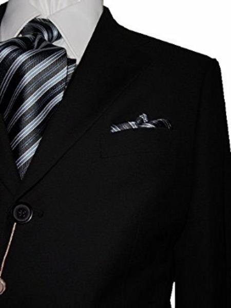 Mantoni Suit Brand 2 Button Solid Black Suit - High End Suits - High Quality Suits