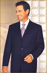 Navy Pinstripe 3 Buttons 120'S 3 Buttons Cheap Priced Sale $225