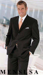 Dress To Impress Black & Gorgeous Pinstripe 3 Buttons Pinstripe Ultimate Wool & Tayloring