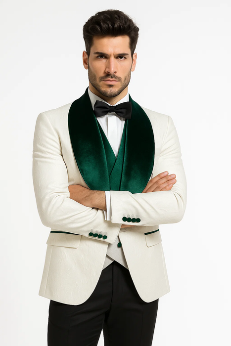 Tuxedo in Ivory and Hunter Green