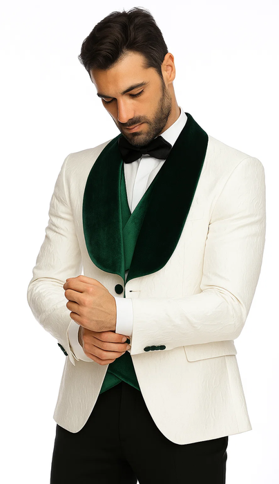 Tuxedo in Ivory and Hunter Green