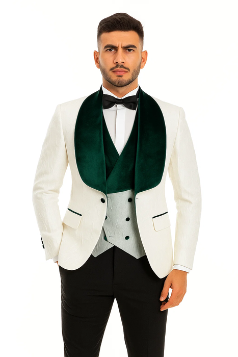 Tuxedo in Ivory and Hunter Green