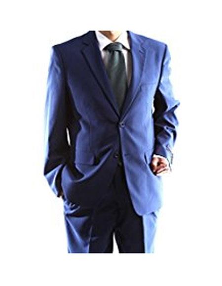 Men's Slim Fit Polyester Blend Solid Blue Flat Front Pant (We have more Braveman suits Call 1-844-650-3963 to order) main image 0