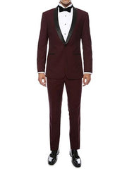Black and Burgundy ~ Wine ~ Maroon Suit Men's Slim Fit Maroon Tuxedo