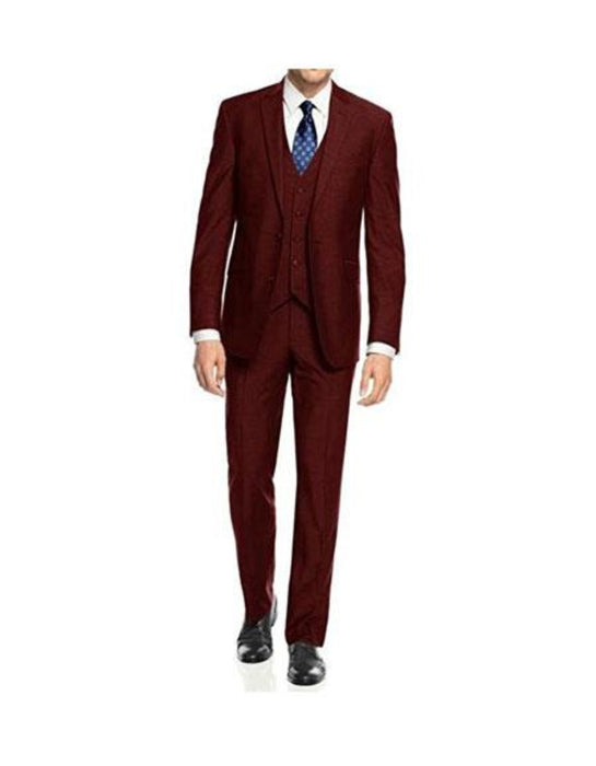 Brand: Caravelli Collezione Suit - Caravelli Suit - Caravelli italy Caravelli Men's 3-Piece Burgundy ~ Wine ~ Maroon Suit Slim Fit 2-Button Vested Dress Suit Set